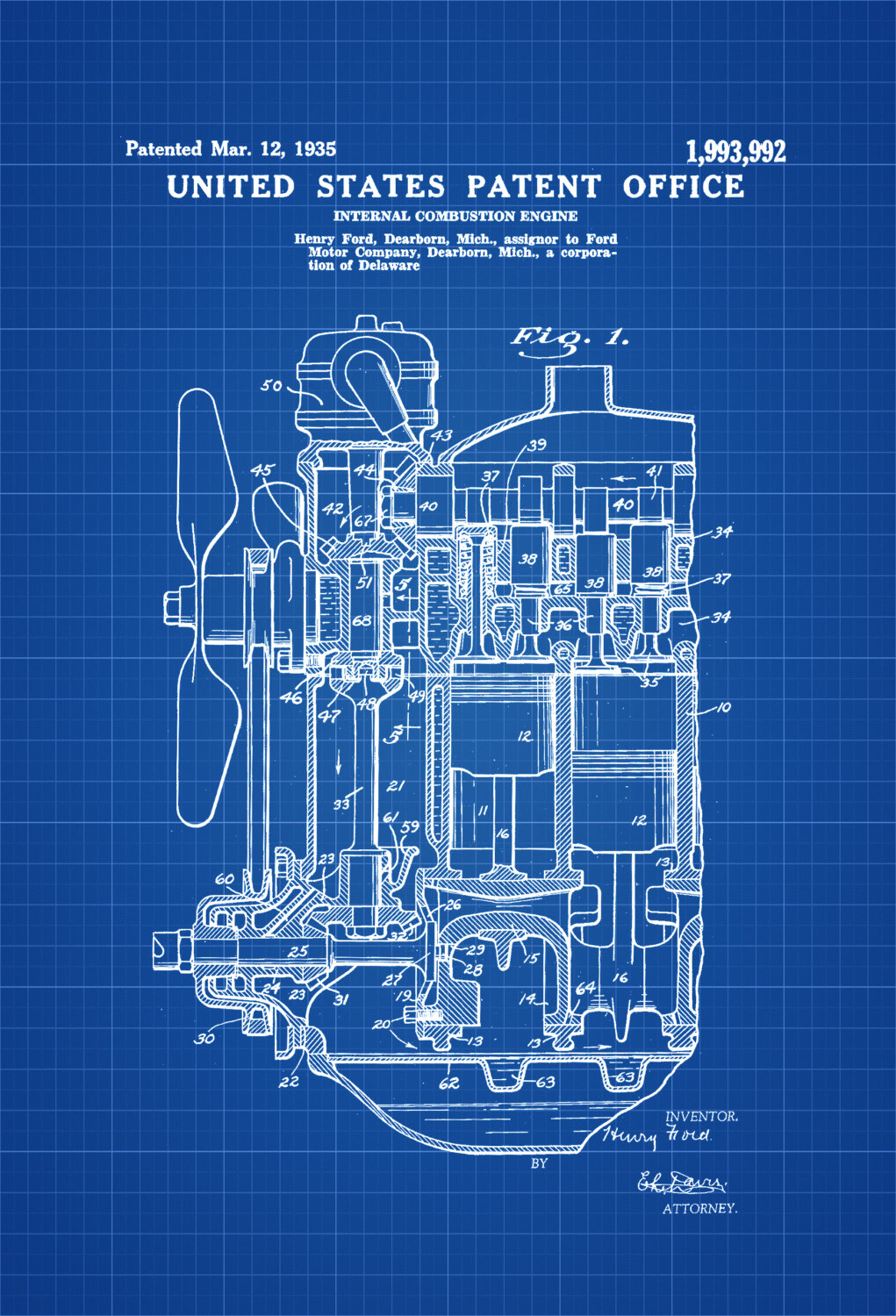 ford-internal-combustion-engine-patent-1935-patent-print-wall-decor-engine-blueprint-ford-patent-automobile-decor-automobile-art-57508bae1